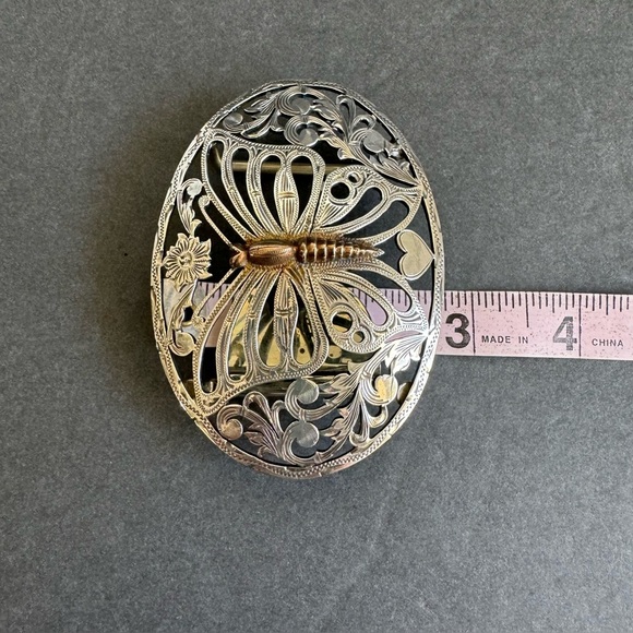 Fleming Butterfly Belt Buckle Sterling Silver Filigree Etched Coastal Cowgirl - Picture 14 of 15